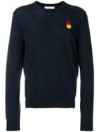 Ami Alexandre Mattiussi Smiley Patch Crew Neck Sweater - Blue