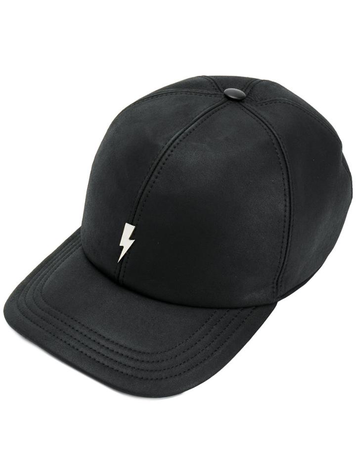 Neil Barrett Lightning Bolt Cap - Black