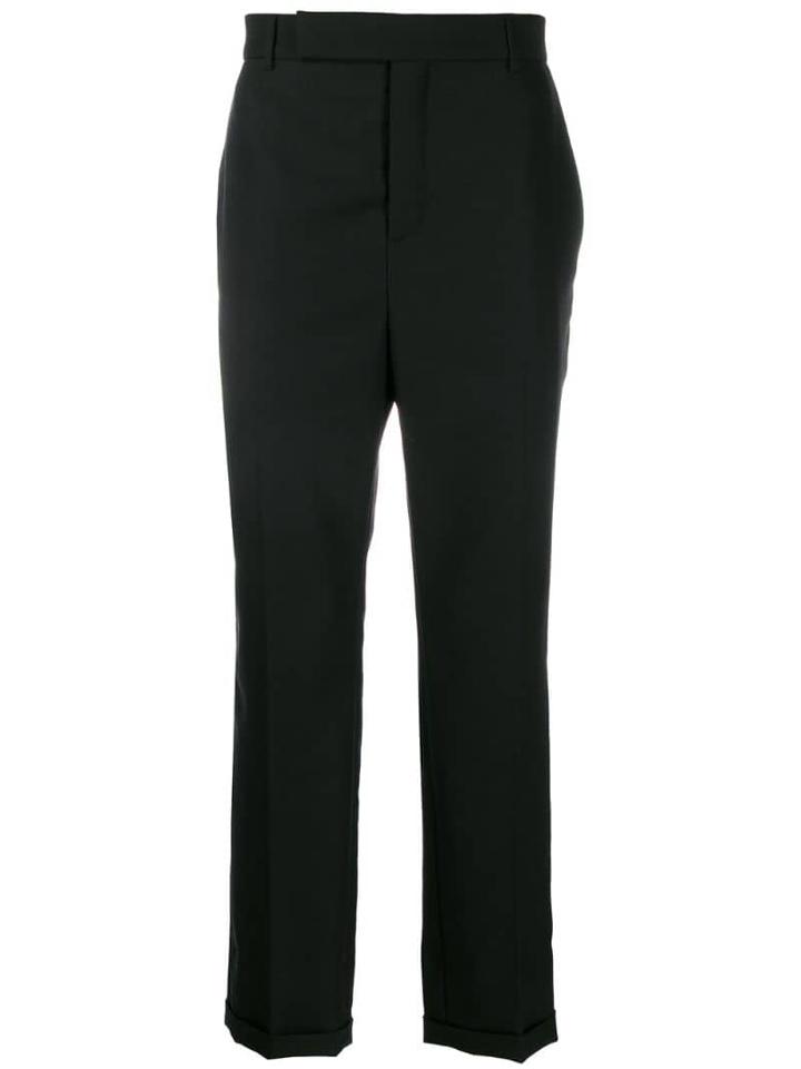Saint Laurent Roll-up Hem Tailored Trousers - Black