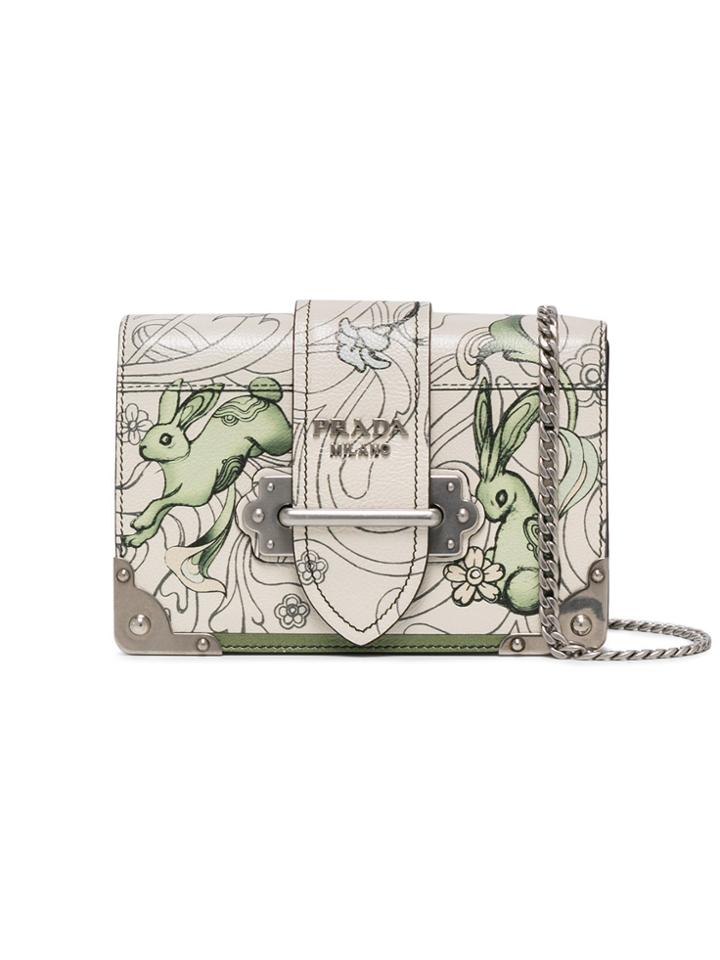 Prada Cahier Illustrated Clutch Bag - Green