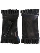 Gala Fingerless Frilly Gloves, Women's, Size: 7.5, Blue, Leather