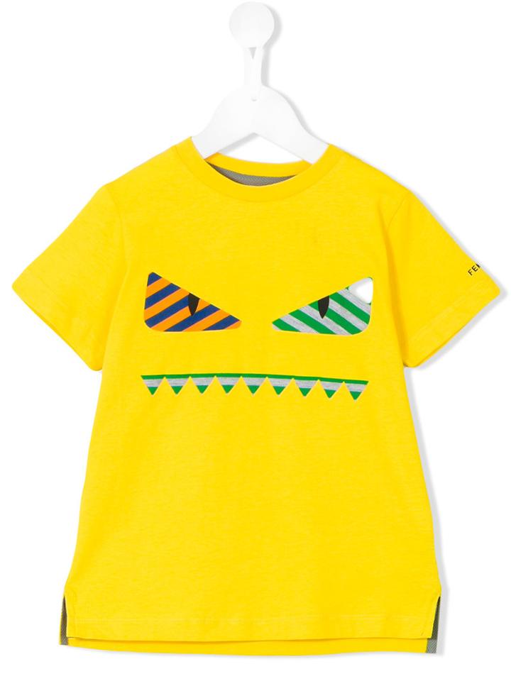 Fendi Kids Monster Print T-shirt, Boy's, Size: 6 Yrs, Yellow/orange