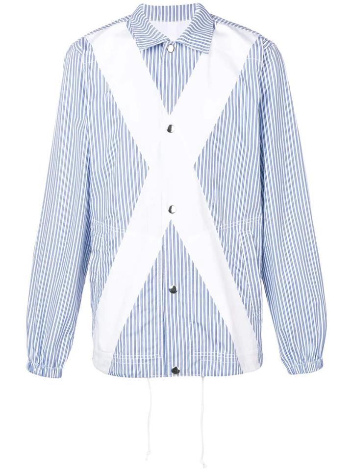 Comme Des Garçons Shirt Panelled Striped Shirt Jacket - Blue