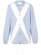 Comme Des Garçons Shirt Panelled Striped Shirt Jacket - Blue