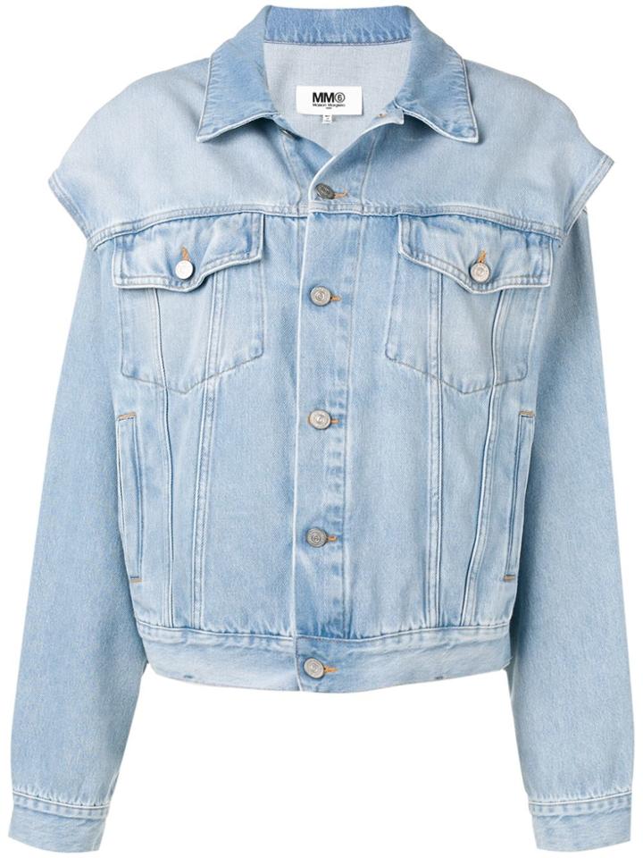 Mm6 Maison Margiela Cut-out Denim Jacket - Blue