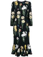 Dolce & Gabbana Floral Longsleeved Dress - Black