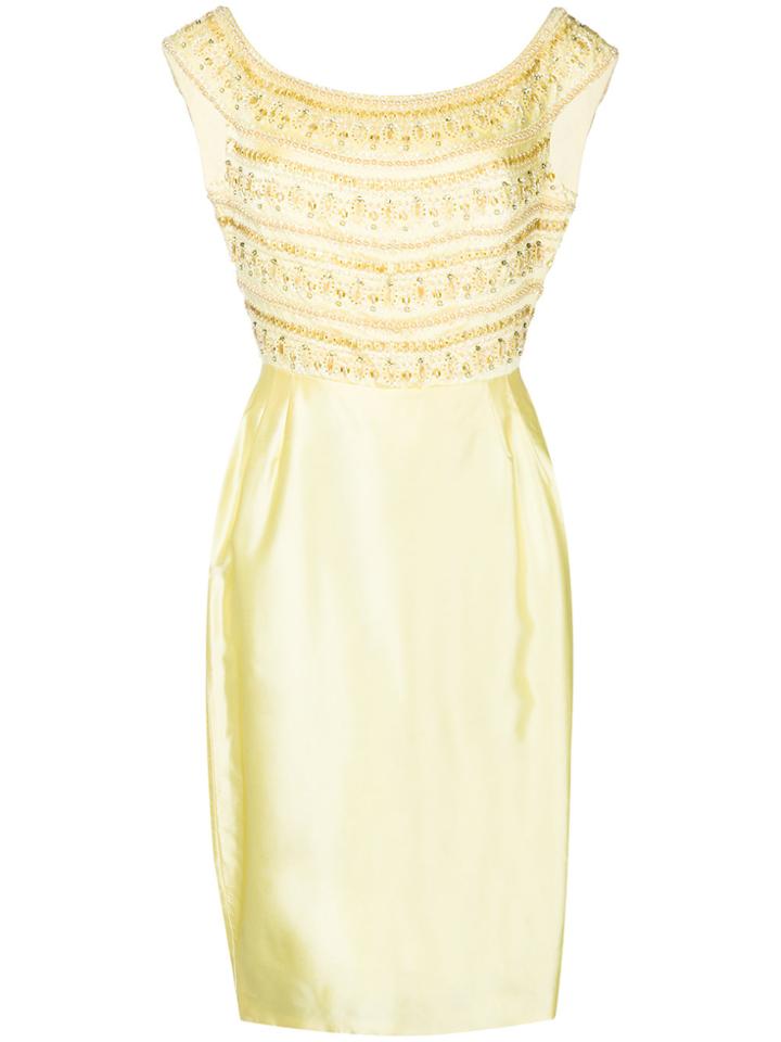 William Vintage Beaded Cocktail Dress - Yellow & Orange