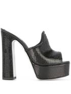 René Caovilla Platform Heel Sandals - Black