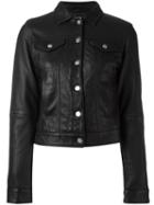 Calvin Klein Buttoned Jacket, Women's, Size: Medium, Black, Leather/polyester