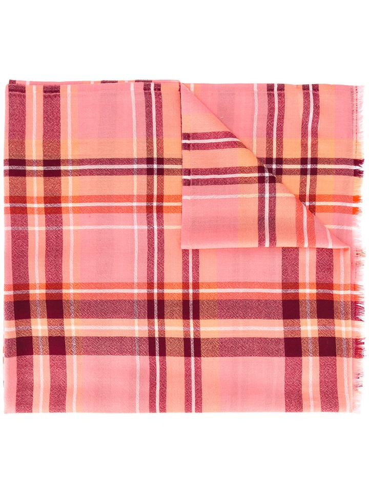 Paul Smith Plaid Scarf, Women's, Pink/purple, Lambs Wool