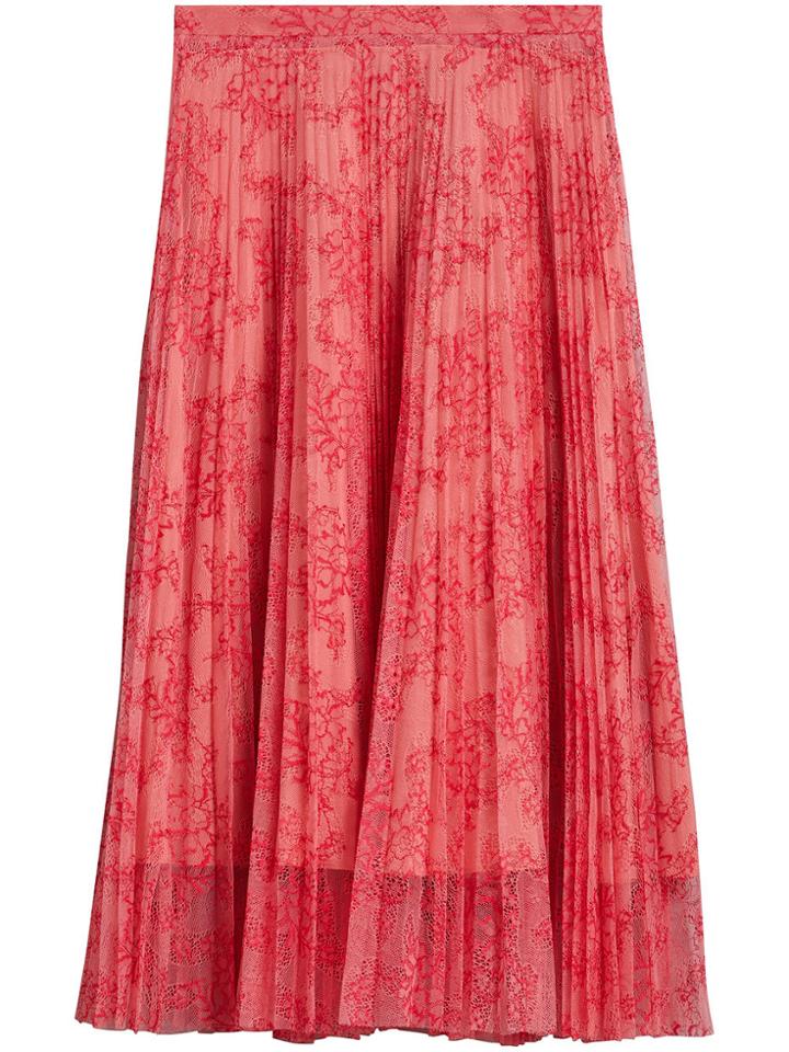 Burberry Pleated Lace Skirt - Pink & Purple
