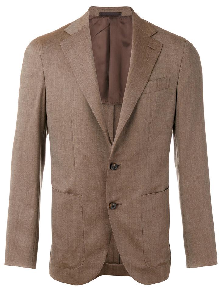 Caruso - Classic Blazer - Men - Cupro/wool - 50, Brown, Cupro/wool