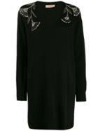 Twin-set Bead Embroidery Knitted Dress - Black