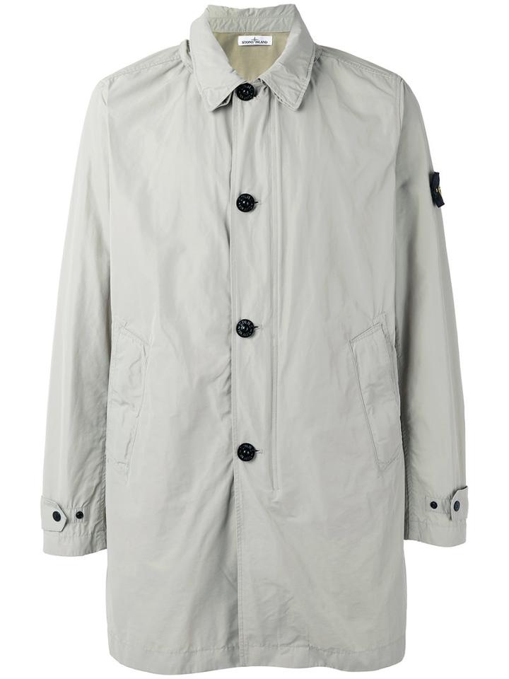 Stone Island Single-breasted Coat, Men's, Size: Xl, Green, Polyester/polyamide