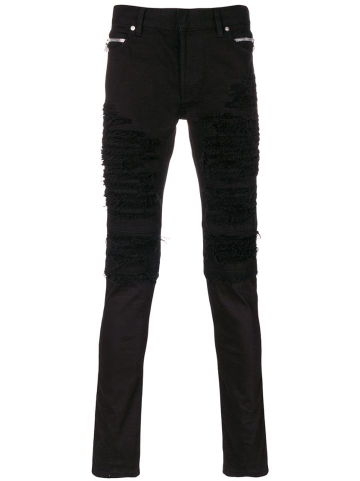 Balmain Distressed Biker Jeans - Black