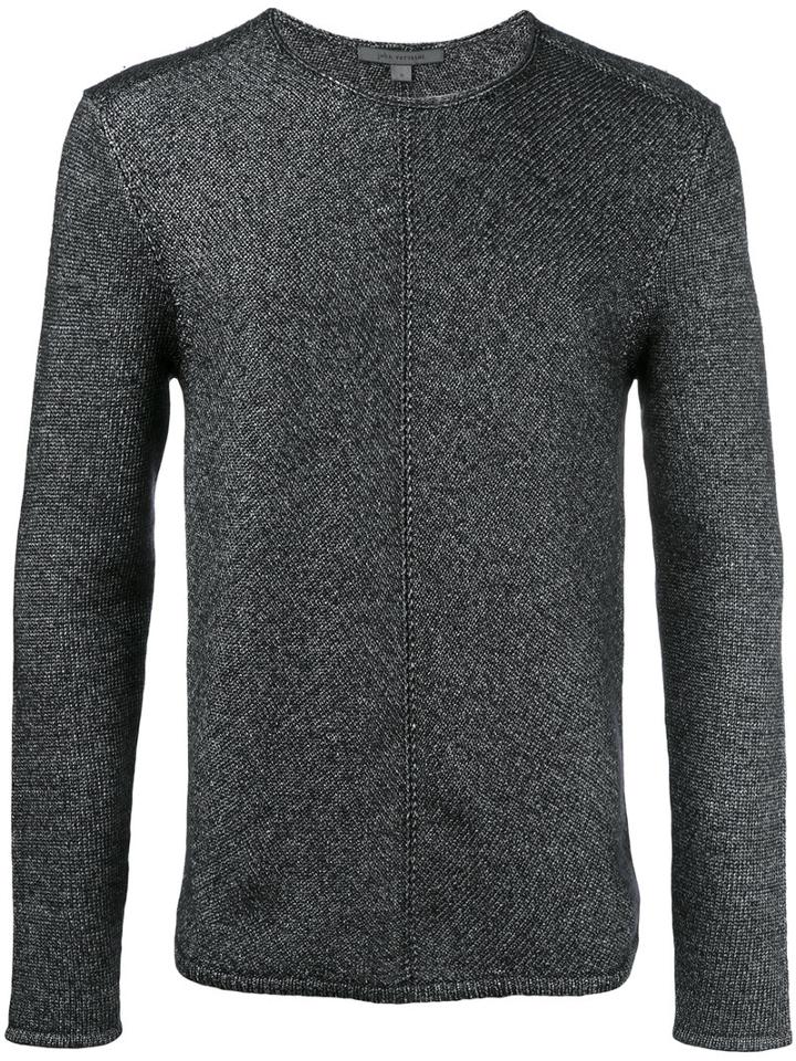 John Varvatos Crew Neck Jumper, Men's, Size: Medium, Black, Polyester/wool
