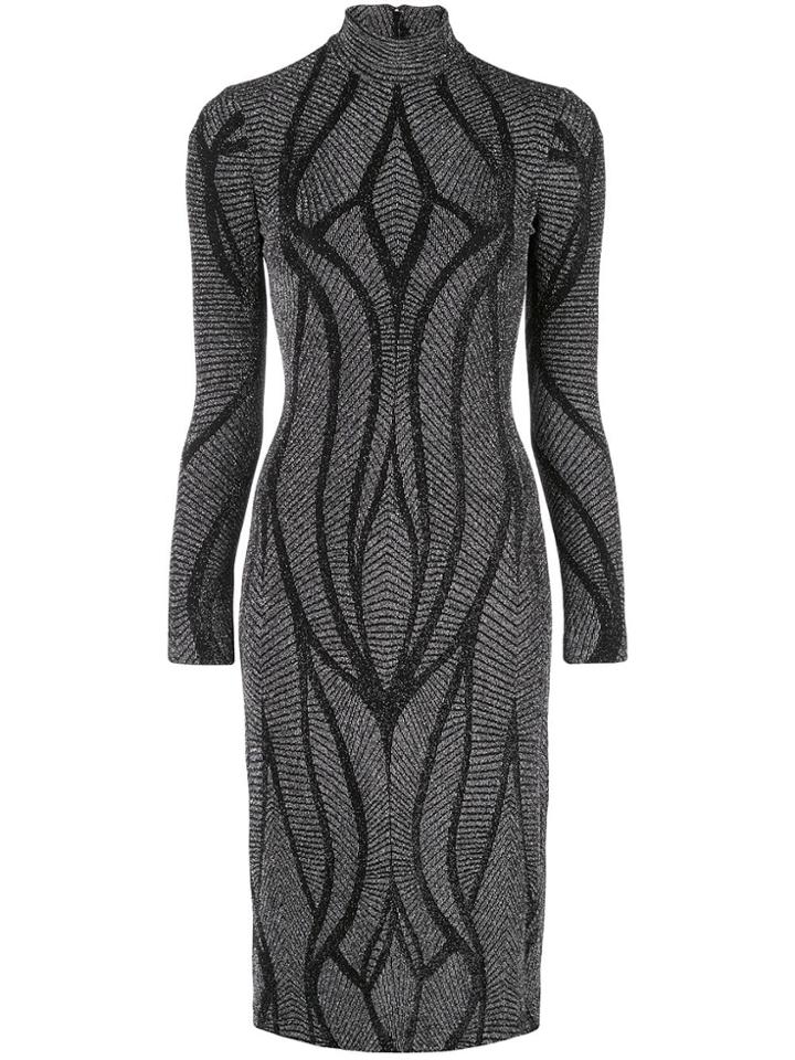 Christian Siriano Metallic Fitted Dress - Black