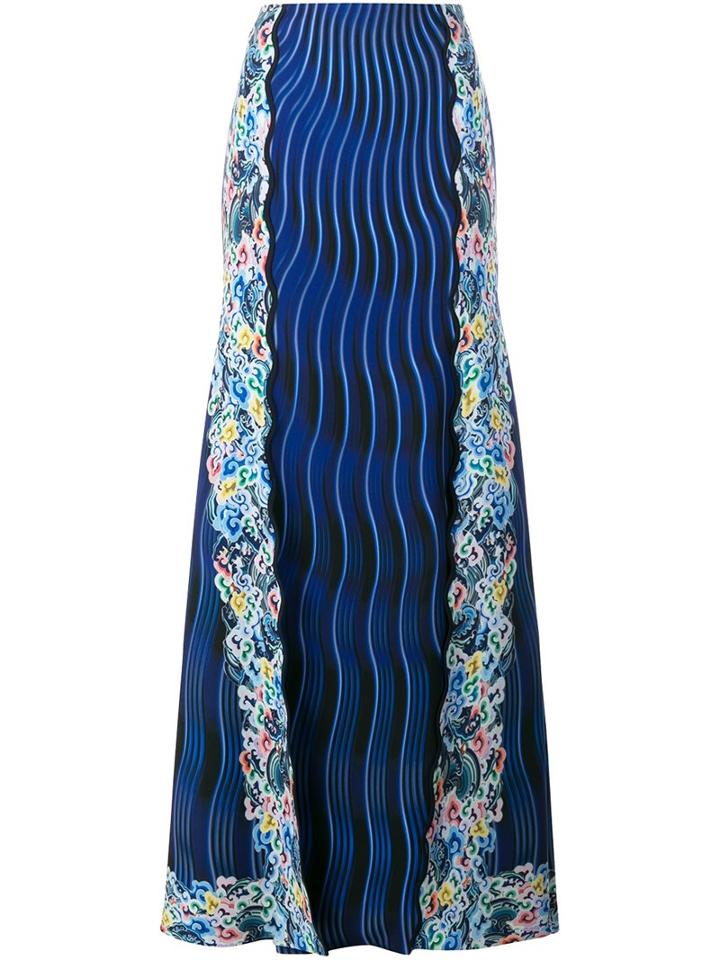 Mary Katrantzou Rainbow Cloud Printed Panelled Skirt, Women's, Size: 8, Blue, Silk/polyester/triacetate