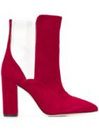 Paris Texas Transparent Panel Suede Boots - Red