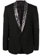 Dolce & Gabbana Sequin Lapel Single Breasted Blazer - Black