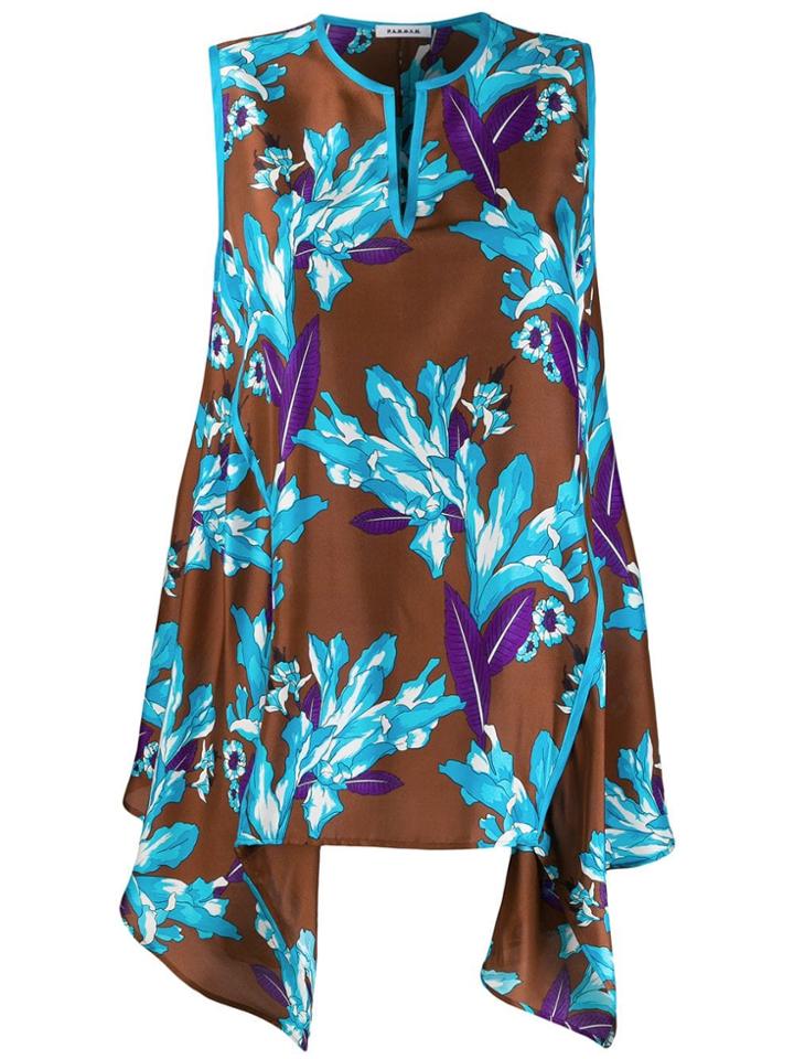P.a.r.o.s.h. Floral Flared Blouse - Blue