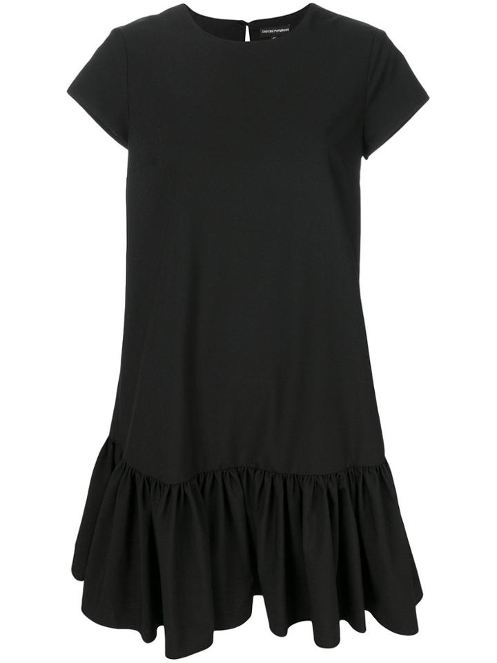 Emporio Armani Flared Frilled Dress - Black