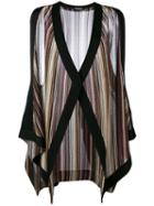 Balmain - Striped Sleeveless Cardigan - Women - Cupro/viscose/metallized Polyester - 42, Women's, Black, Cupro/viscose/metallized Polyester
