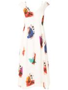 Andrea Marques Printed Flared Dress - White