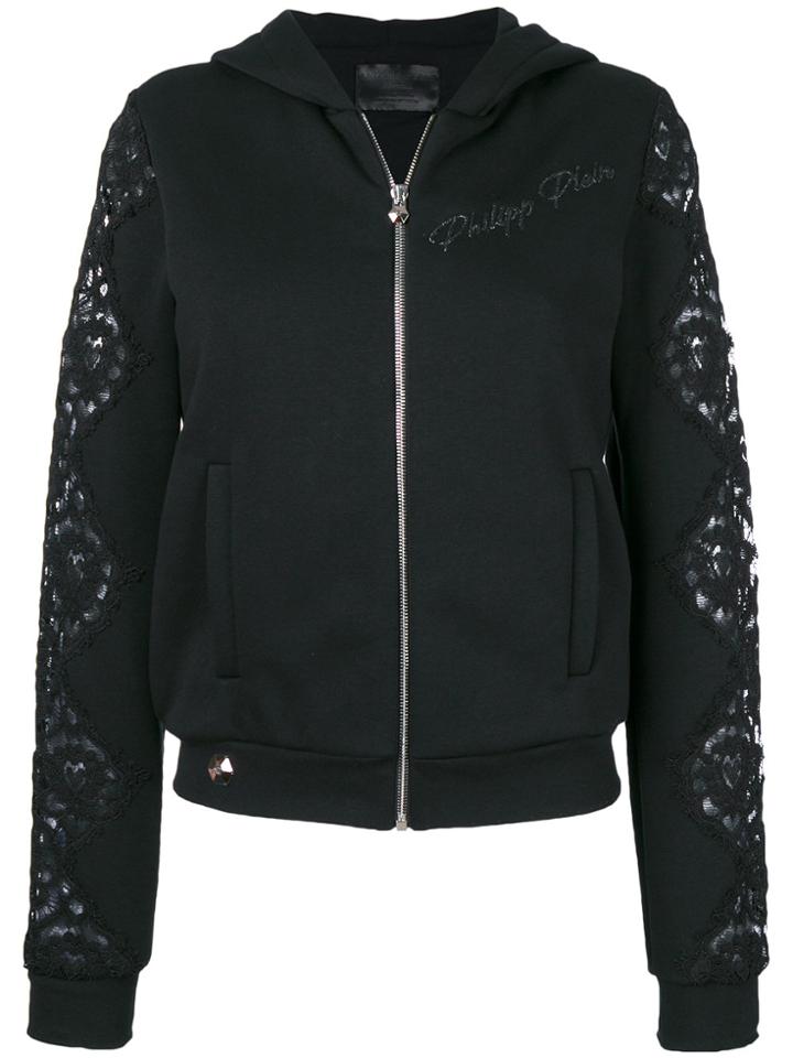 Philipp Plein Zip-up Embellished Hoodie - Black
