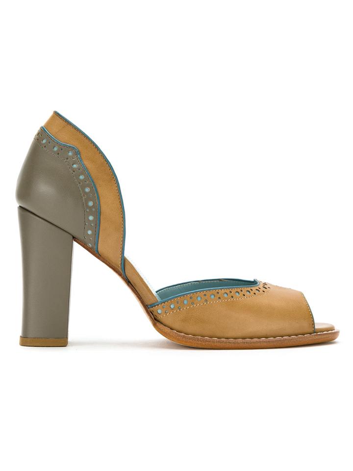 Sarah Chofakian Color Blocked Pumps - Brown