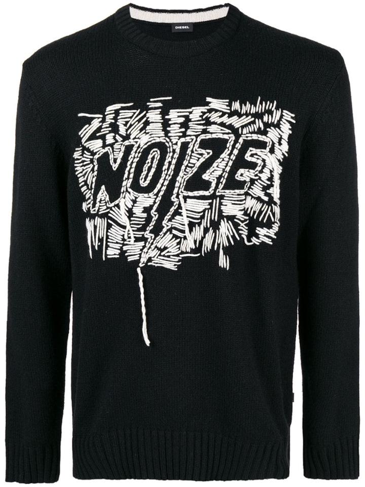 Diesel Noize Loose Intarsia Knit Sweater - Black