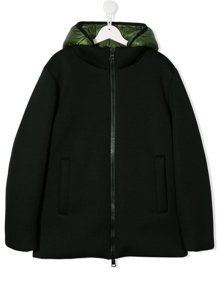 Herno Kids Zipped-up Coat - Black