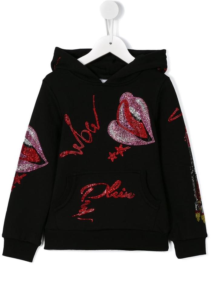 Philipp Plein Kids Sweet Nothing Hoodie, Girl's, Size: 8 Yrs, Black