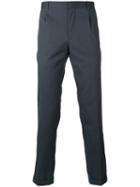Prada Square Pattern Tailored Trousers, Men's, Size: 52, Blue, Cotton/polyamide/spandex/elastane