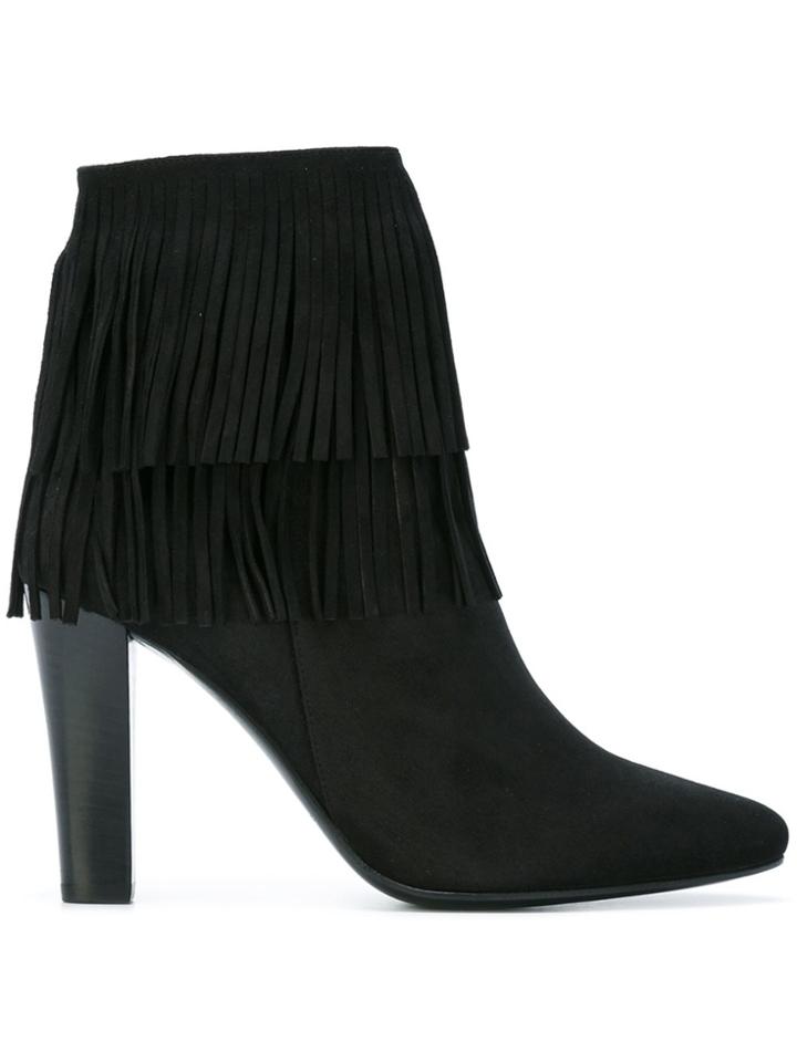 Saint Laurent Fringed Ankle Boots - Black
