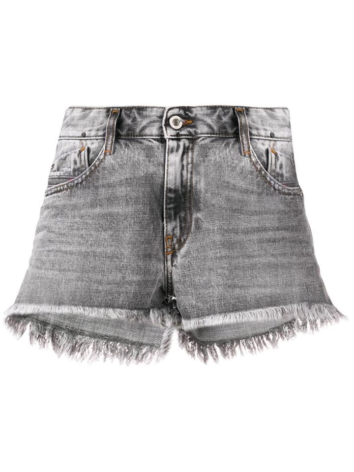 Diesel Frayed Hem Denim Shorts - Grey