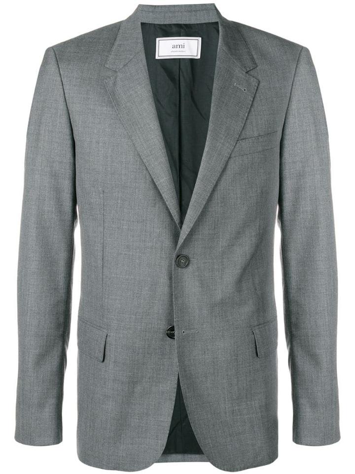 Ami Paris Lined Two Buttons Jacket - Grey