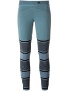 Adidas By Stella Mccartney Striped Fitness Leggings, Women's, Size: Xs, Blue, Polyester/spandex/elastane