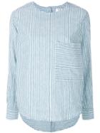 Ymc Striped Long-sleeve Blouse - Blue