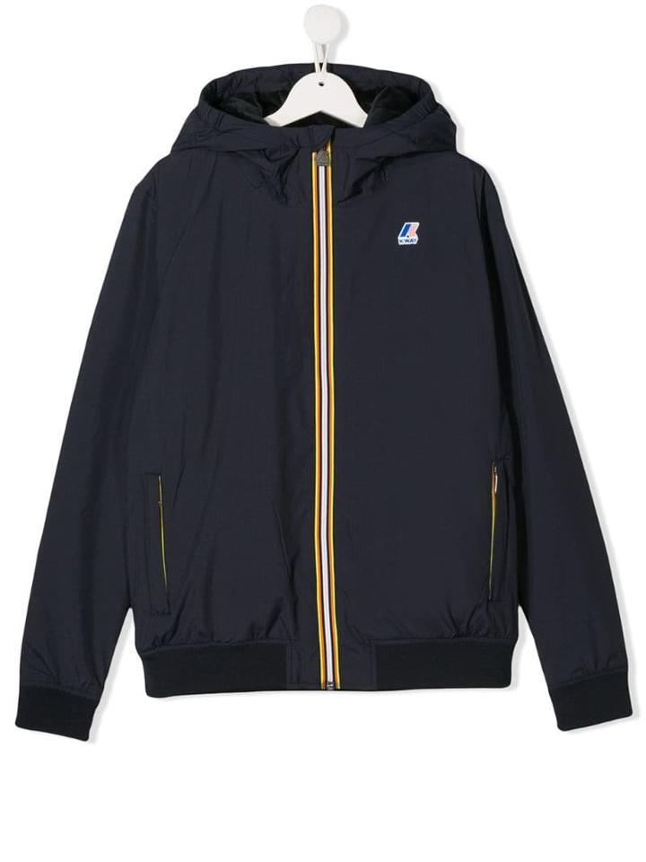 K Way Kids Teen Hooded Bomber Jacket - Blue