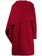 Balenciaga Houndstooth Scarf Coat - Red