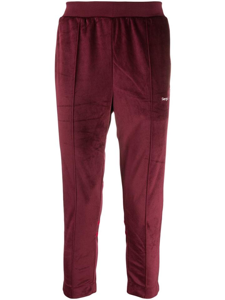 Sergio Tacchini Cropped Velvet Track Pants - Red