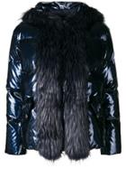 Ermanno Ermanno Faux Fur Trim Puffer Jacket - Blue