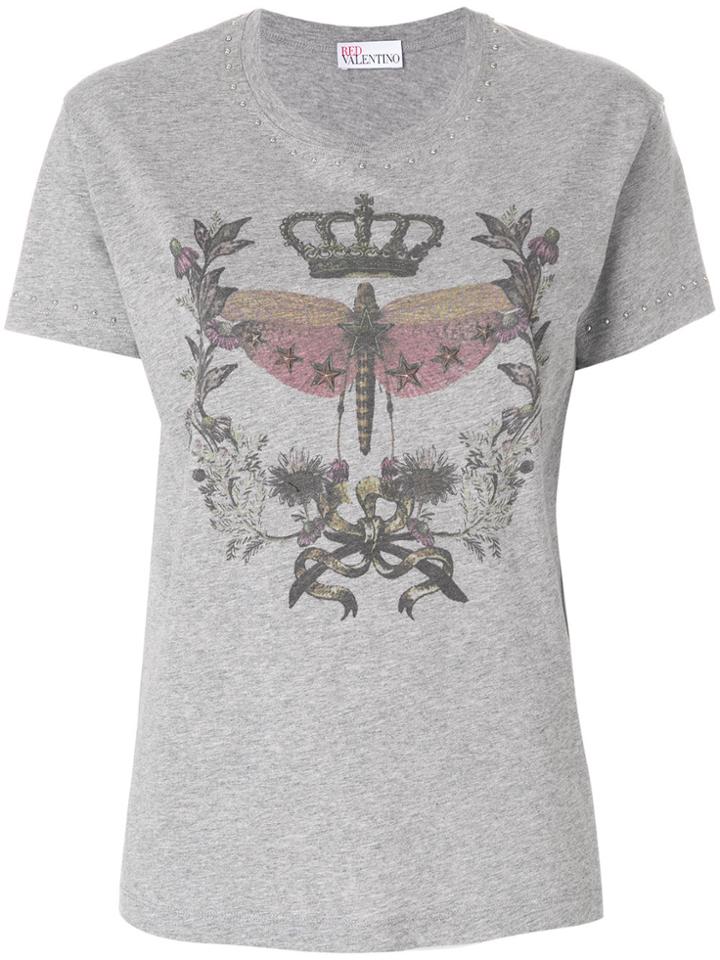 Red Valentino Star Studded Print T-shirt - Grey