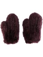 Yves Salomon Rabbit Fur Gloves - Red