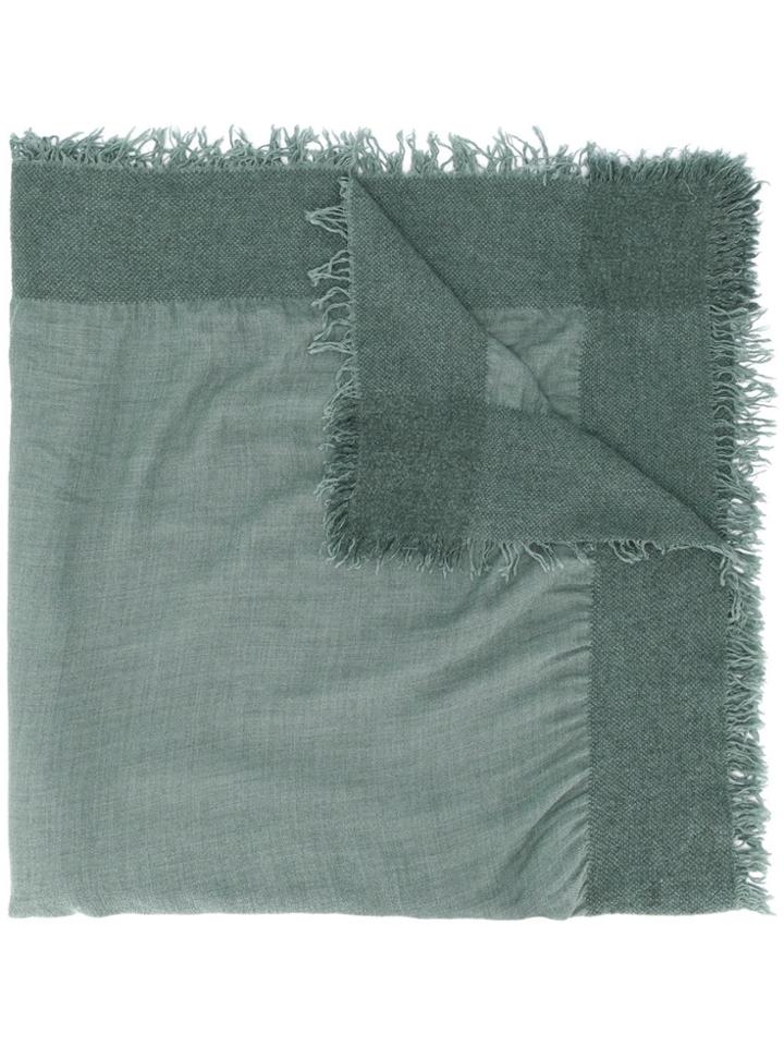 Faliero Sarti Contrast Style Frayed Edge Scarf - Green