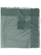 Faliero Sarti Contrast Style Frayed Edge Scarf - Green