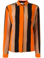 Msgm Concealed Fastening Striped Shirt, Women's, Size: 44, Yellow/orange, Silk