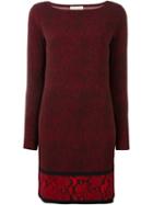 Michael Michael Kors Snakeskin Effect Contrast Hem Panel Textured Dress