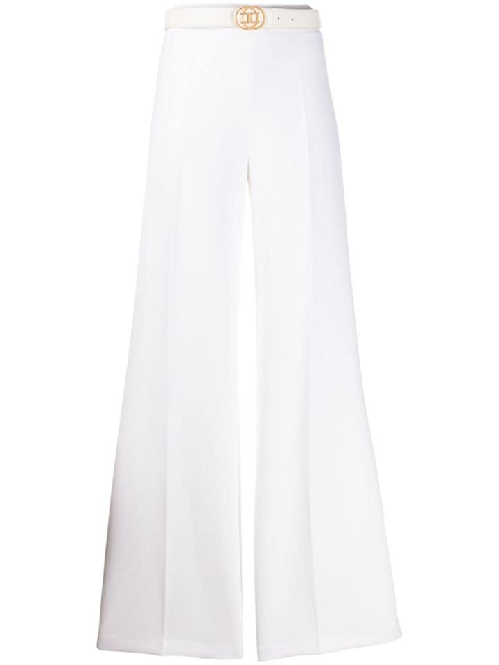 Elisabetta Franchi Logo Belted Trousers - White